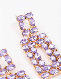 Gold & Lilac Rectangular Stone Drop Earrings - link has visual effect only