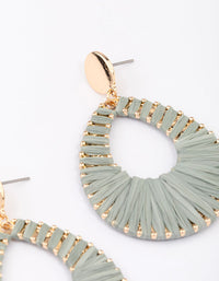 Gold Raffia Oval Drop Earrings - link has visual effect only