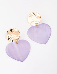 Gold & Lilac Iridescent Heart Drop Earrings - link has visual effect only