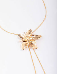 Gold Metal Flower Bolo Necklace - link has visual effect only