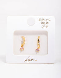 Gold Plated Sterling Silver Cubic Zirconia Charm Hoop Earrings - link has visual effect only