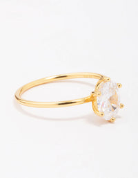 Gold Plated Sterling Silver Oval Solitaire Ring - link has visual effect only