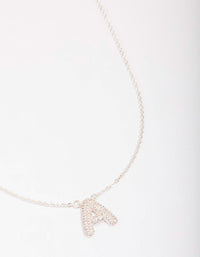 Letter A Silver Plated Pave Pendant Initial Necklace - link has visual effect only