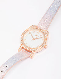 Kids Rose Gold Diamante Rainbow Watch - link has visual effect only