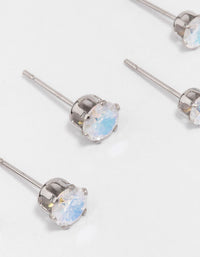 Stainless Steel Cubic Zirconia Stud Earring 3-Pack - link has visual effect only