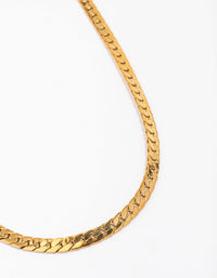 Gold Plated Stainless Steel Flat Curb Chain Necklace - link has visual effect only