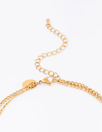 Waterproof Gold Plated Stainless Steel Layered Curb & Figaro Necklace - link has visual effect only