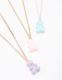 Mixed Metal Pastel Teddy Necklace 3-Pack - link has visual effect only