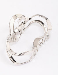 Silver Wavy Oval Hair Claw Clip - link has visual effect only