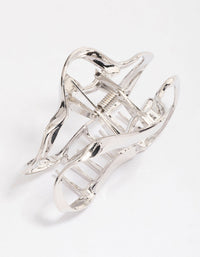 Silver Wavy Oval Hair Claw Clip - link has visual effect only