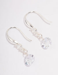 Silver Cubic Zirconia Dangle Drop Earrings - link has visual effect only