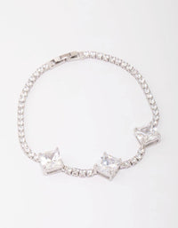 Silver Square Cubic Zirconia Bracelet - link has visual effect only