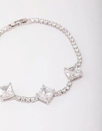 Silver Square Cubic Zirconia Bracelet - link has visual effect only