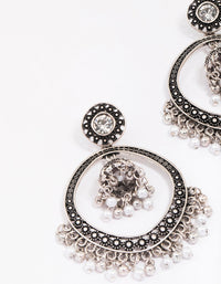 Antique Silver Beaded Ball Drop Earrings - link has visual effect only