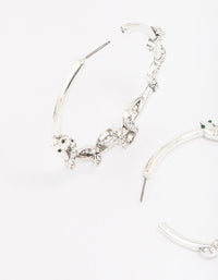 Antique Silver Snake Diamante Medium Hoop Earrings - link has visual effect only