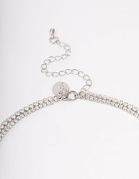 Silver Cubic Zirconia Round Baguette Layered Necklace - link has visual effect only