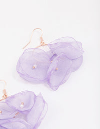 Rose Gold Fabric Layered Flower Drop Earrings - link has visual effect only