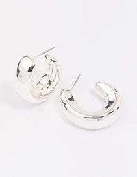 Silver Chunky Simple Slide Hoop Earrings - link has visual effect only