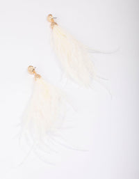 Rose Gold Textured Feather Drop Earrings - link has visual effect only