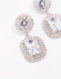 Silver Double Stone Statement Drop Earrings - link has visual effect only