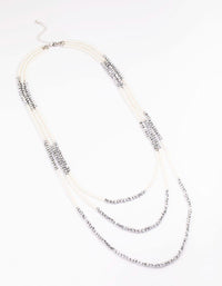 Rhodium Pearl Facet Layered Necklace - link has visual effect only