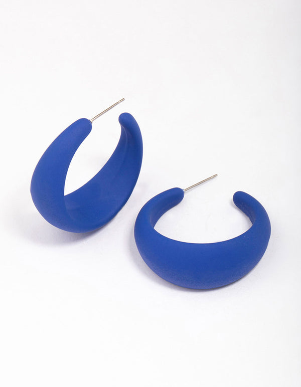 Blue Chubby Teardrop Hoop Earrings