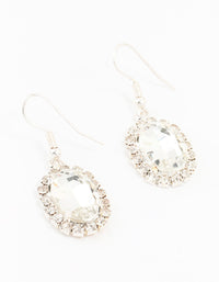 Silver Oval Halo Drop Earrings - link has visual effect only