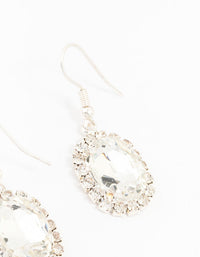 Silver Oval Halo Drop Earrings - link has visual effect only