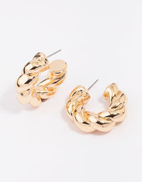 Gold Chunky Twisted Hoop Earrings - link has visual effect only