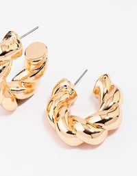 Gold Chunky Twisted Hoop Earrings - link has visual effect only