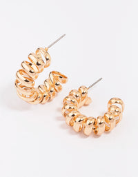 Gold Spiral Small Hoop Earrings - link has visual effect only