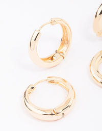 Gold Plain & Textured Hoop Earring Pack - link has visual effect only