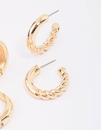 Gold Plain & Textured Hoop Earring Pack - link has visual effect only