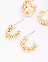 Gold Mixed Hoop Earring 3-Pack - link has visual effect only