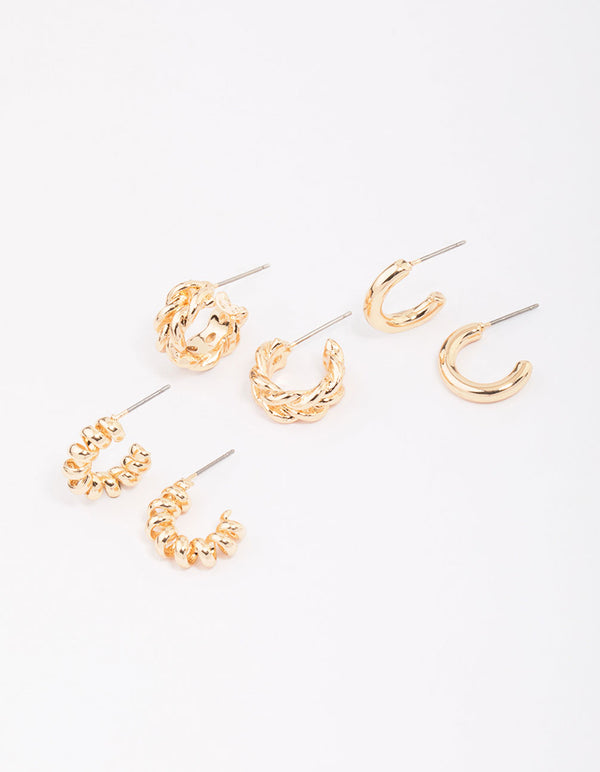 Gold Mixed Hoop Earring 3-Pack