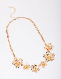 Gold Textured Flower Statement Necklace - link has visual effect only