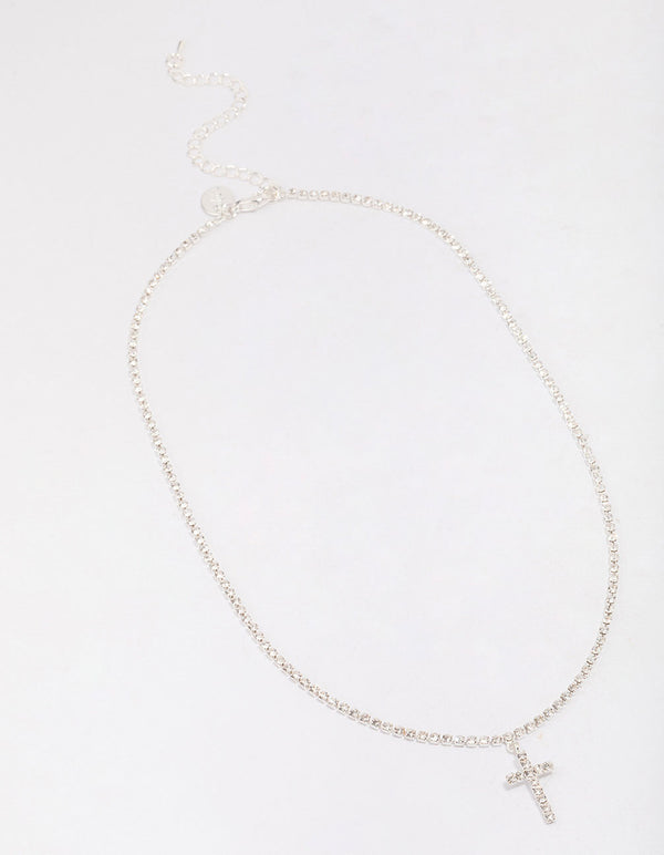 Silver Cup Chain Chain Cross Pendant Necklace - Lovisa