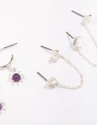 Silver Celestial Amethyst Chain Hoop Earring 4-Pack - link has visual effect only