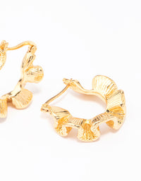 Gold Plated Frill Edge Hoop Earrings - link has visual effect only