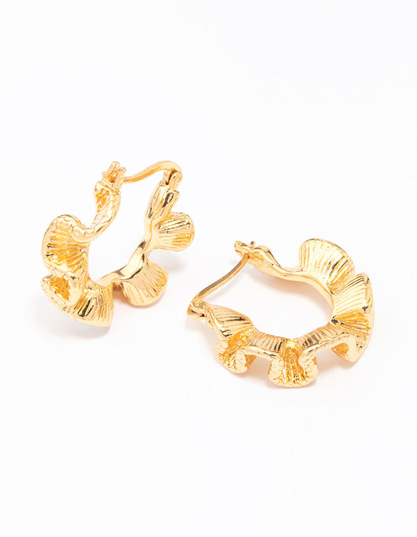 Gold Plated Frill Edge Hoop Earrings