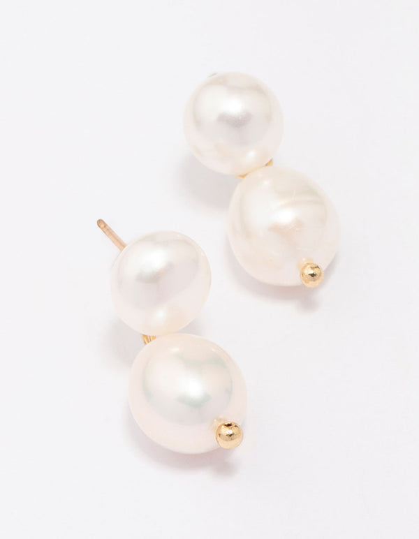 Gold Plated Freshwater Pearl Drop Earrings