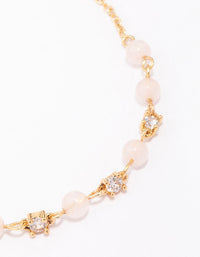 Gold Plated Alternating Semi-Precious & Cubic Zirconia Toggle Bracelet - link has visual effect only