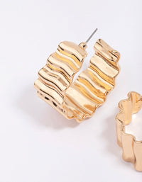 Gold Ribbed Chunky Hoop Earrings - link has visual effect only