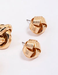 Gold Knotted Stud Earring Pack - link has visual effect only