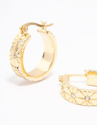 Gold Plated Diamante Celestial Medium Hoop Earrings - link has visual effect only