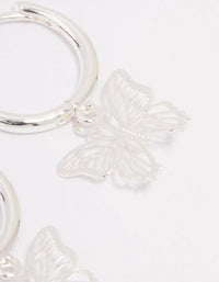 Silver Plated Filigree Butterfly Hoop Earrings - link has visual effect only