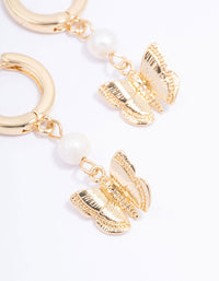 Gold Plated Butterfly & Freshwater Pearl Hoop Earrings - link has visual effect only