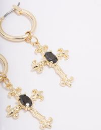 Gold Plated Ornate Cross Drop Earrings - link has visual effect only