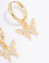 Gold Plated Cubic Zirconia Pave Butterfly Hoop Earrings - link has visual effect only