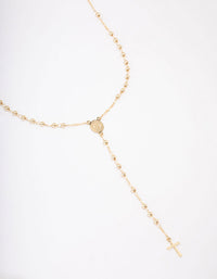 Gold Plated Coin & Cross Lariat Necklace - link has visual effect only